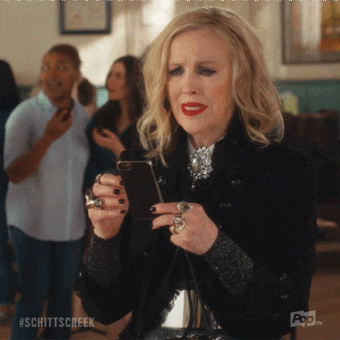 Schitt's Creek swipe up GIF